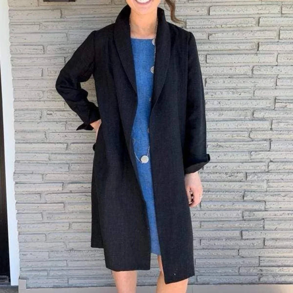 Crown Linen Designs‎ Kelly Duster Woven Jacket Black S